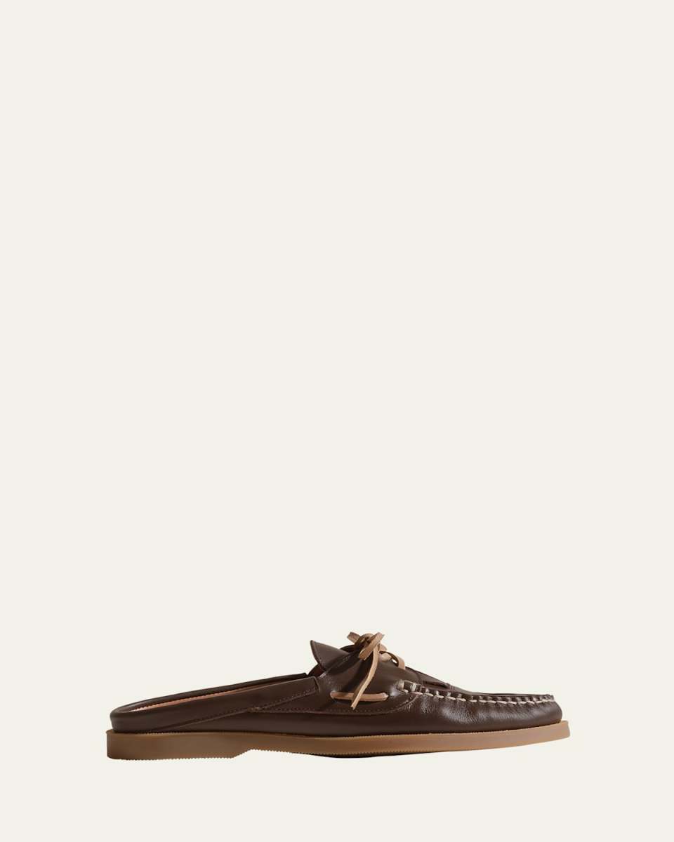 Saler Leather Lace-Up Loafer Mules
